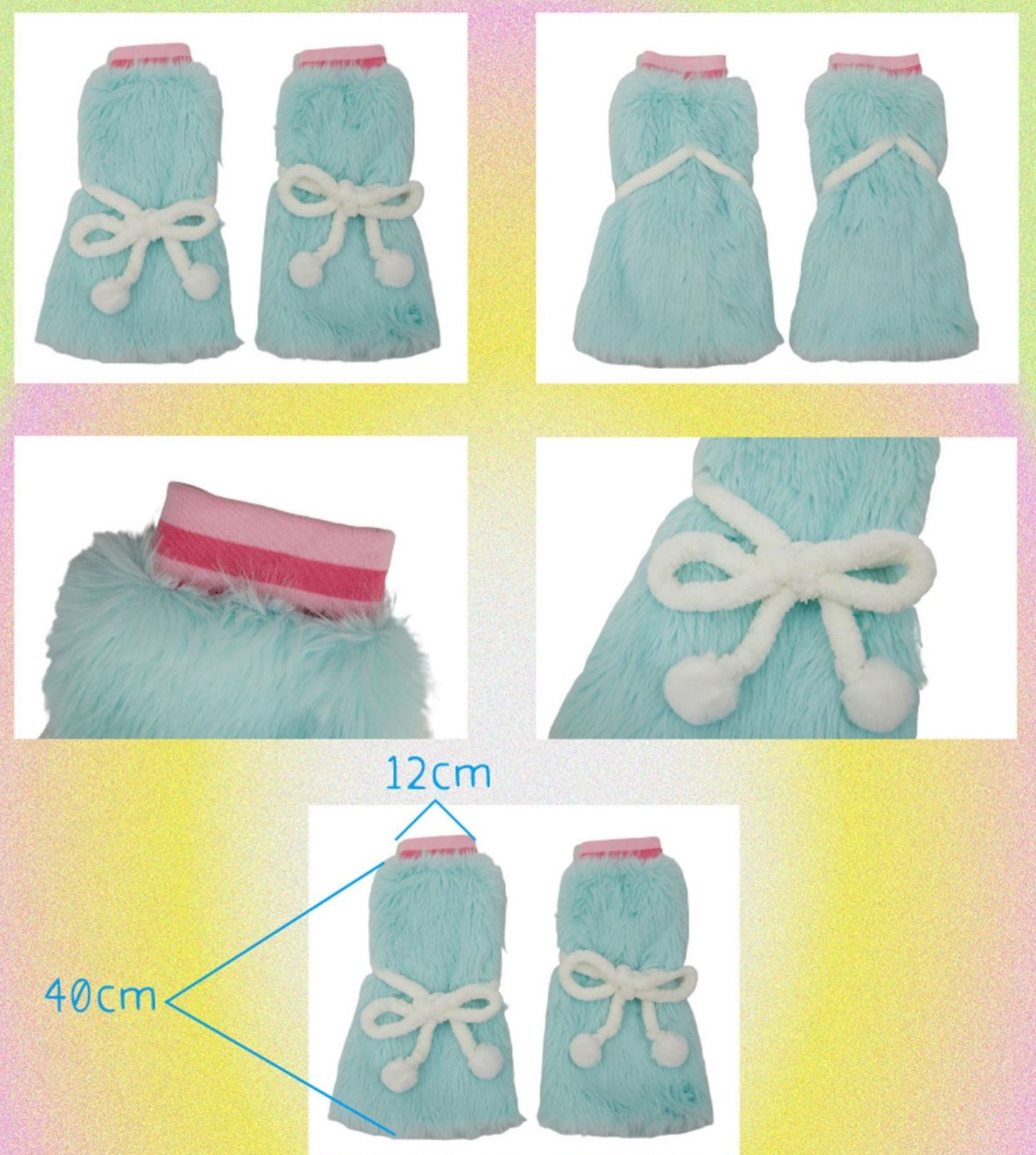 Pastel Blue Fluffy Tied-Up Leg Warmers