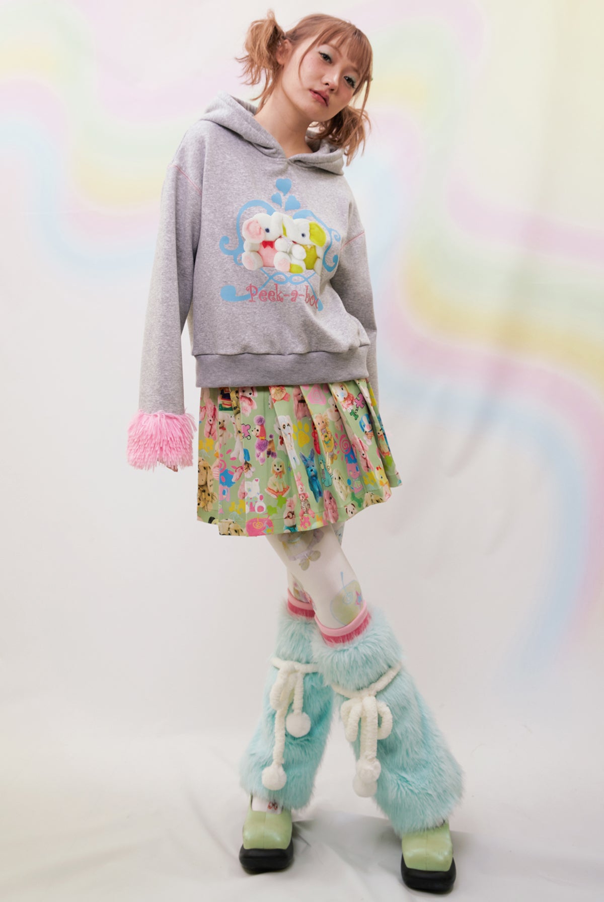 Pastel Blue Fluffy Tied-Up Leg Warmers