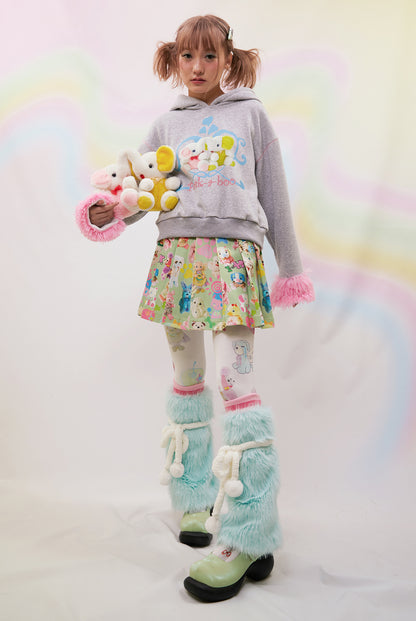 Pastel Blue Fluffy Tied-Up Leg Warmers