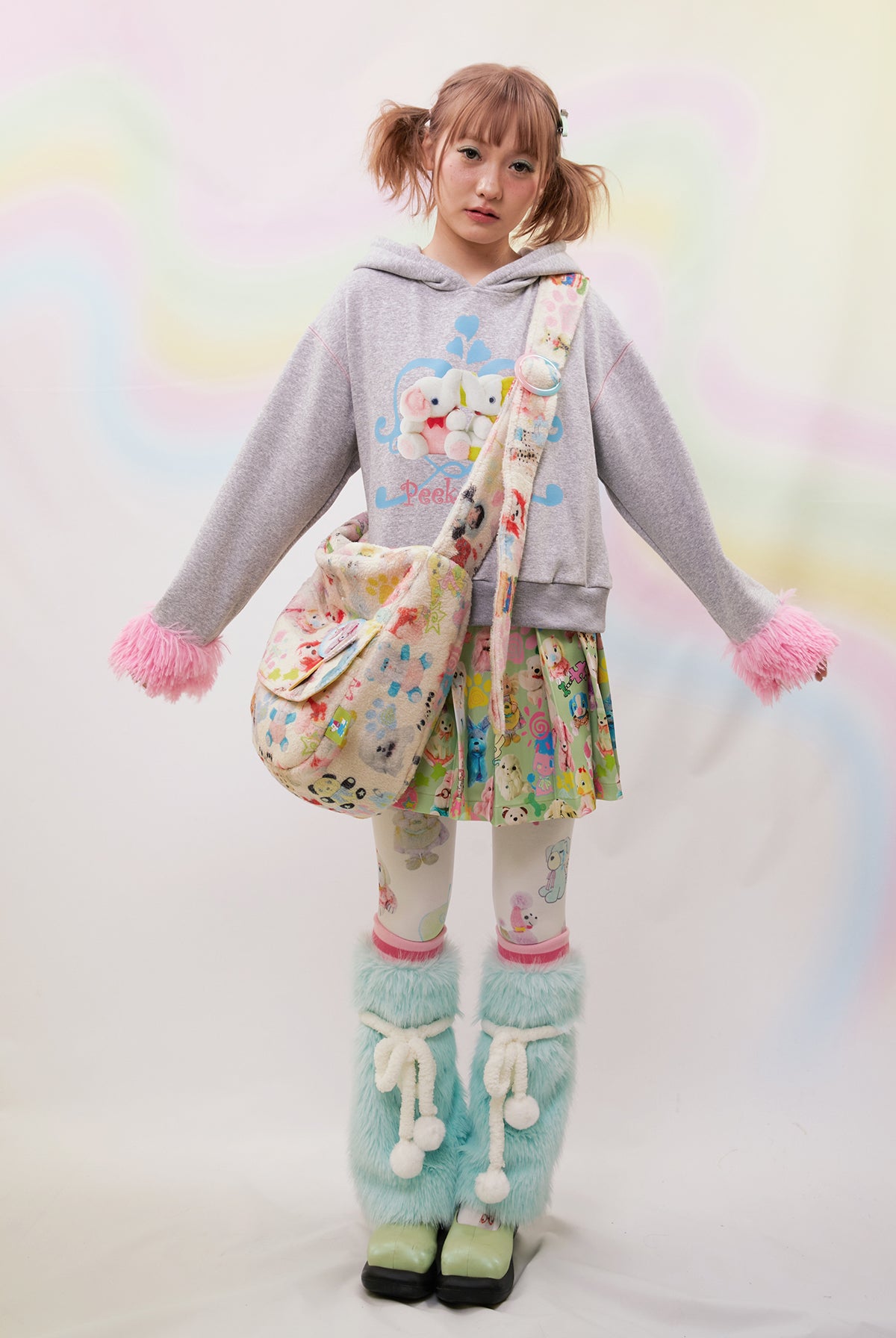 Pastel Blue Fluffy Tied-Up Leg Warmers