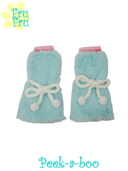 Pastel Blue Fluffy Tied-Up Leg Warmers