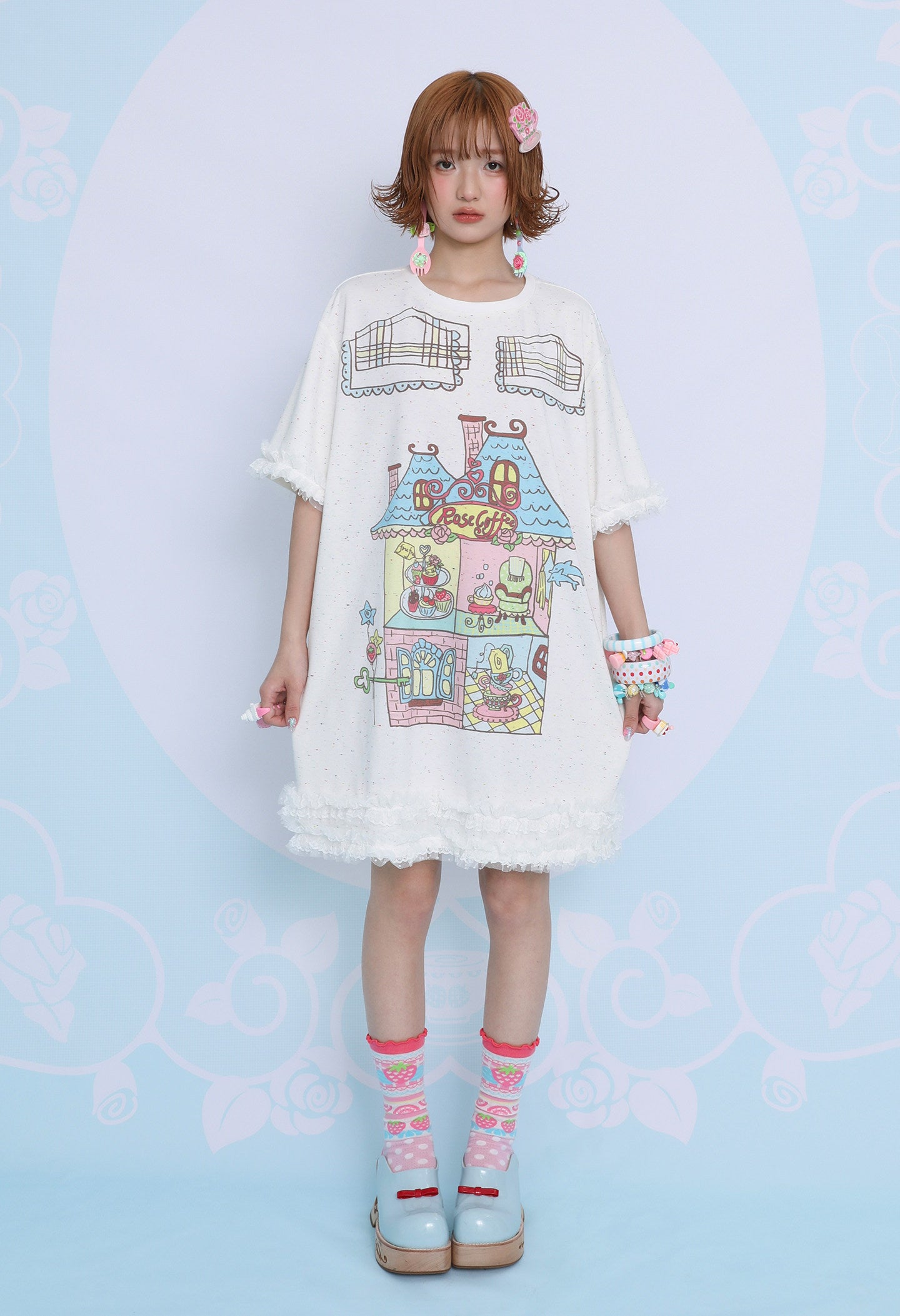 Rose Coffee Cake House Shirt Dress