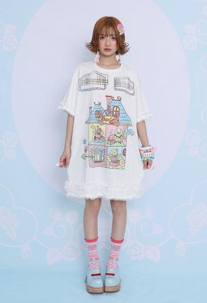 Rose Coffee Cake House Shirt Dress