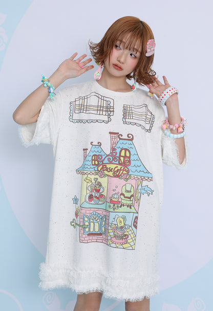 Rose Coffee Cake House Shirt Dress