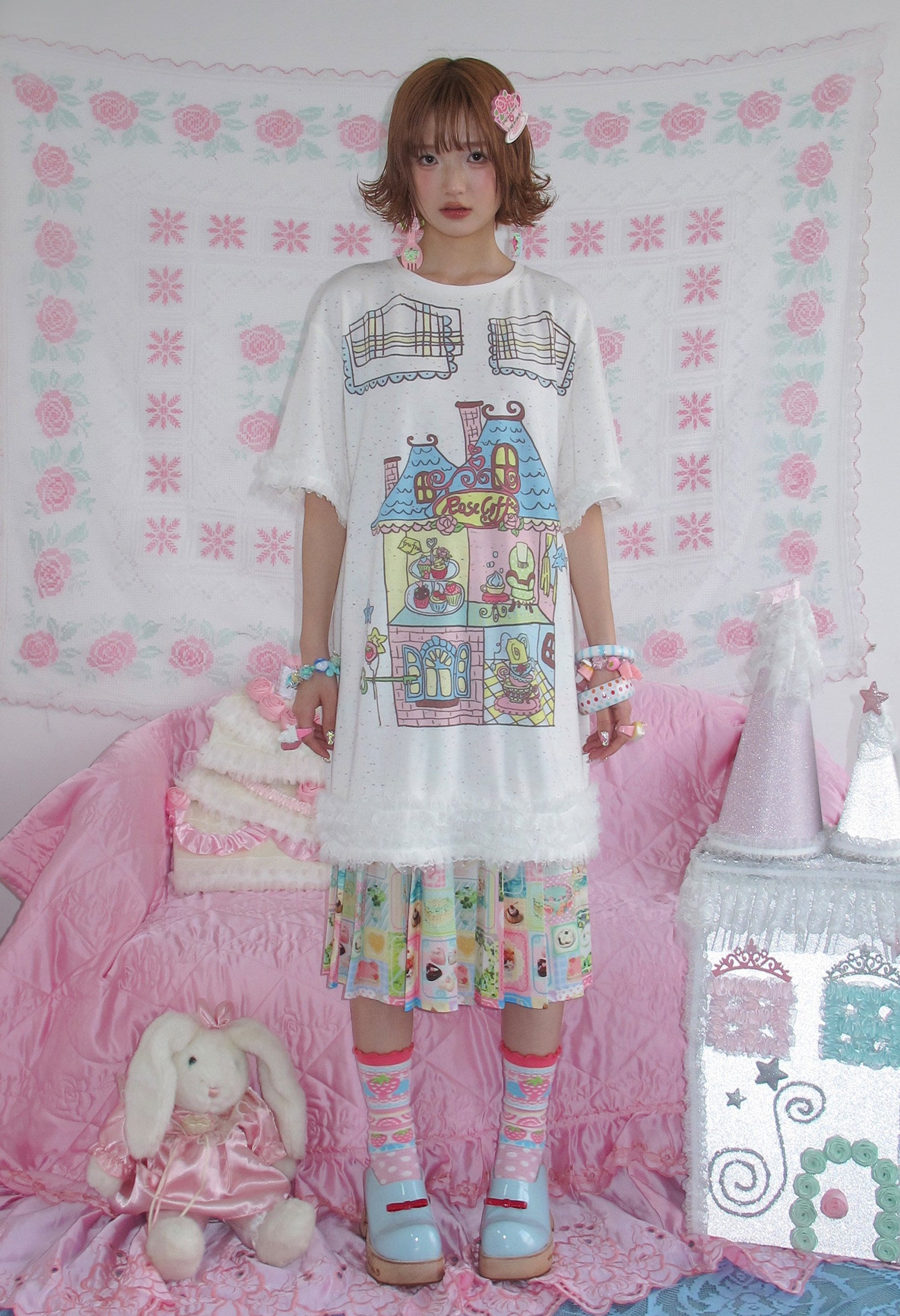 Rose Coffee Cake House Shirt Dress
