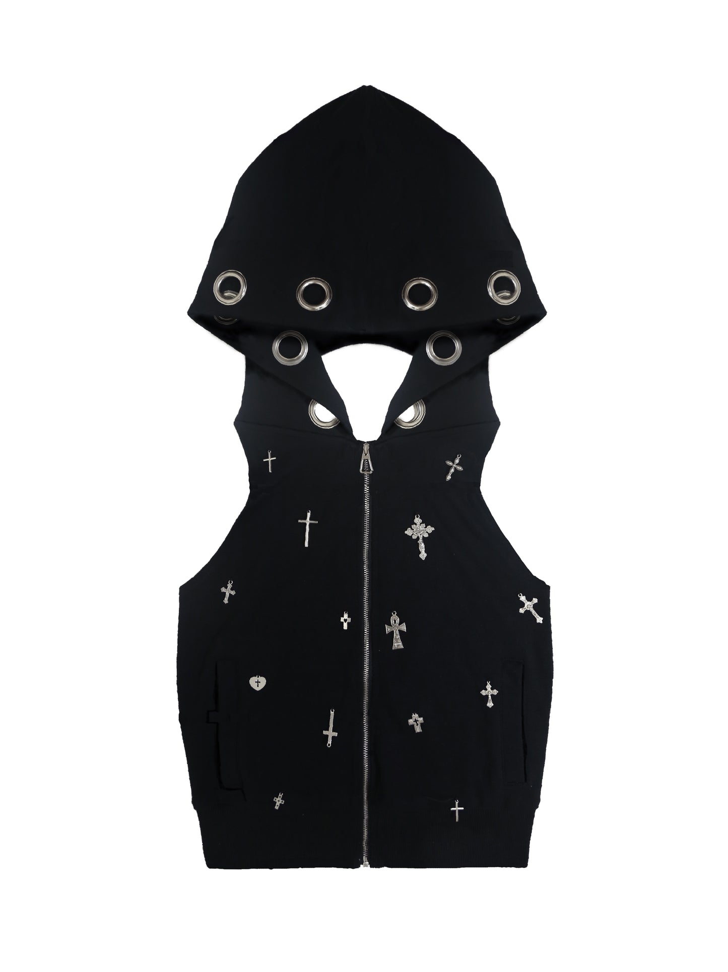 Punk Cross Cutout Hoodie Vest