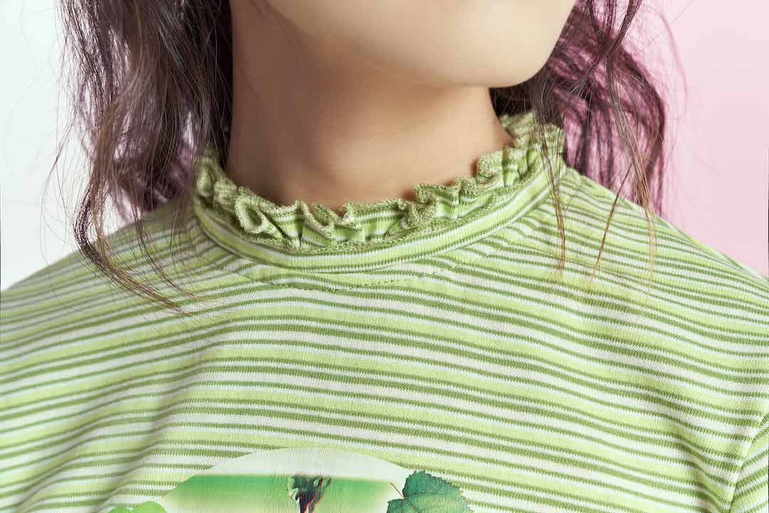 Green Grapes Ruched Striped Sweatshirt