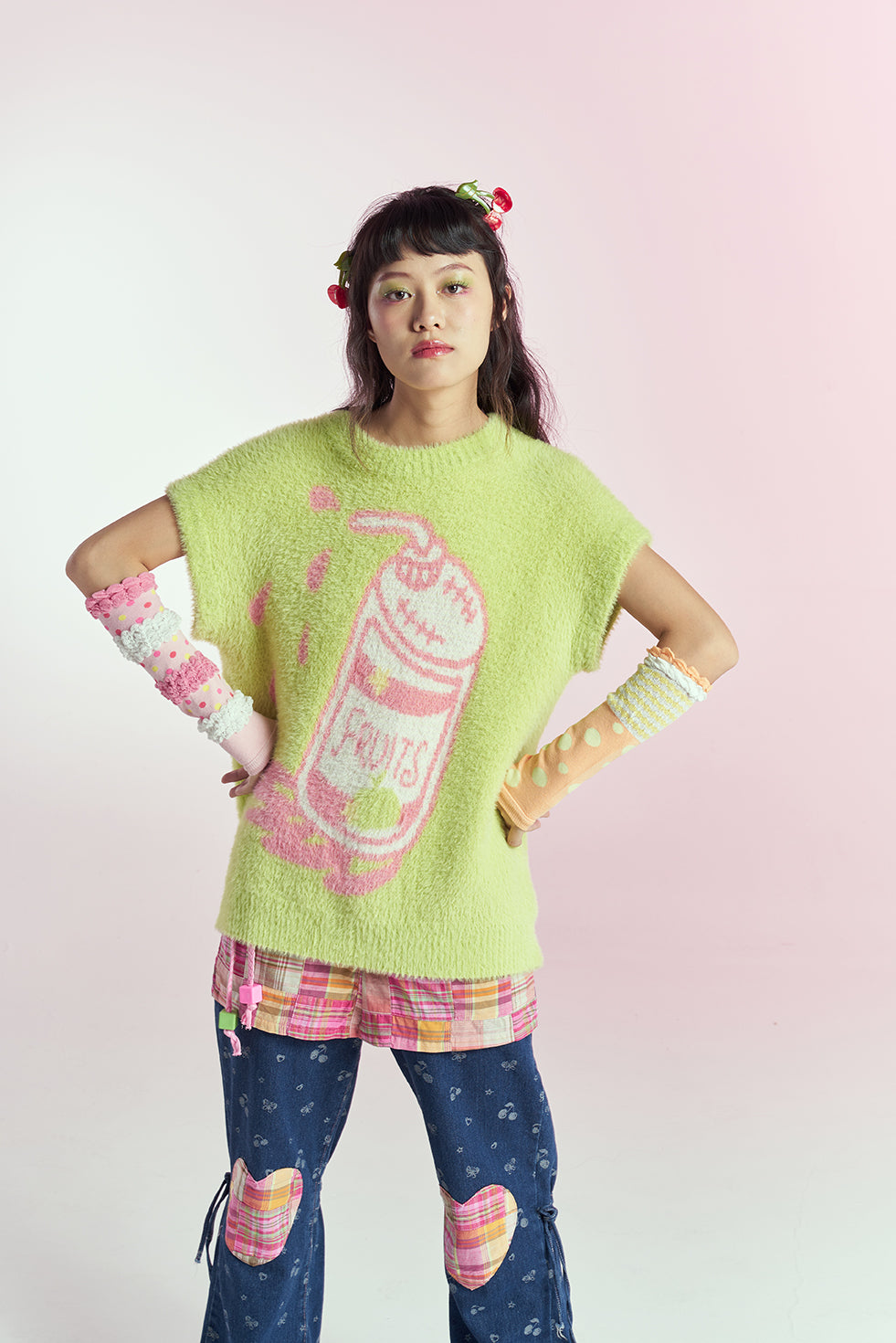 Green Juice Fluffy Detachable Sweater