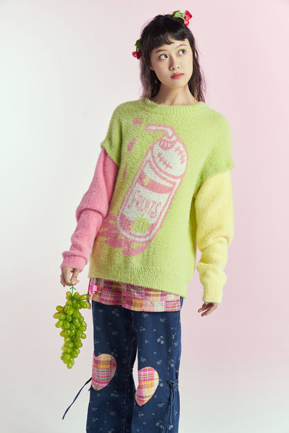 Green Juice Fluffy Detachable Sweater