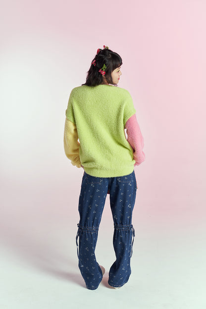 Green Juice Fluffy Detachable Sweater