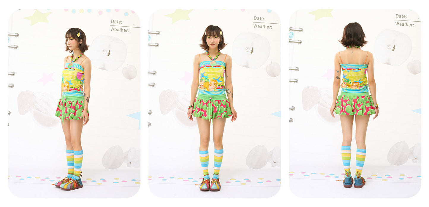 Fruits Green Apple Balloon Skirt