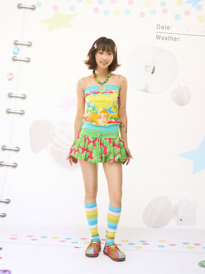 Fruits Green Apple Balloon Skirt