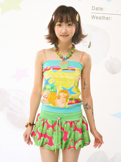 Fruits Green Apple Balloon Skirt
