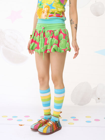 Fruits Green Apple Balloon Skirt
