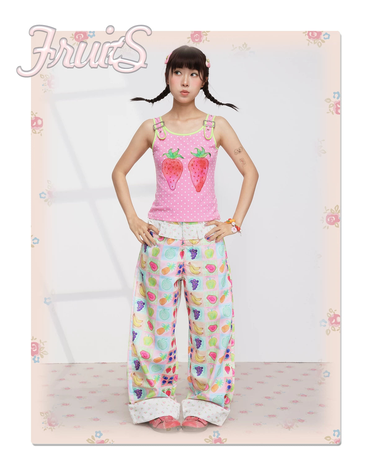 Harajuku Strawberry Polka Cami Top