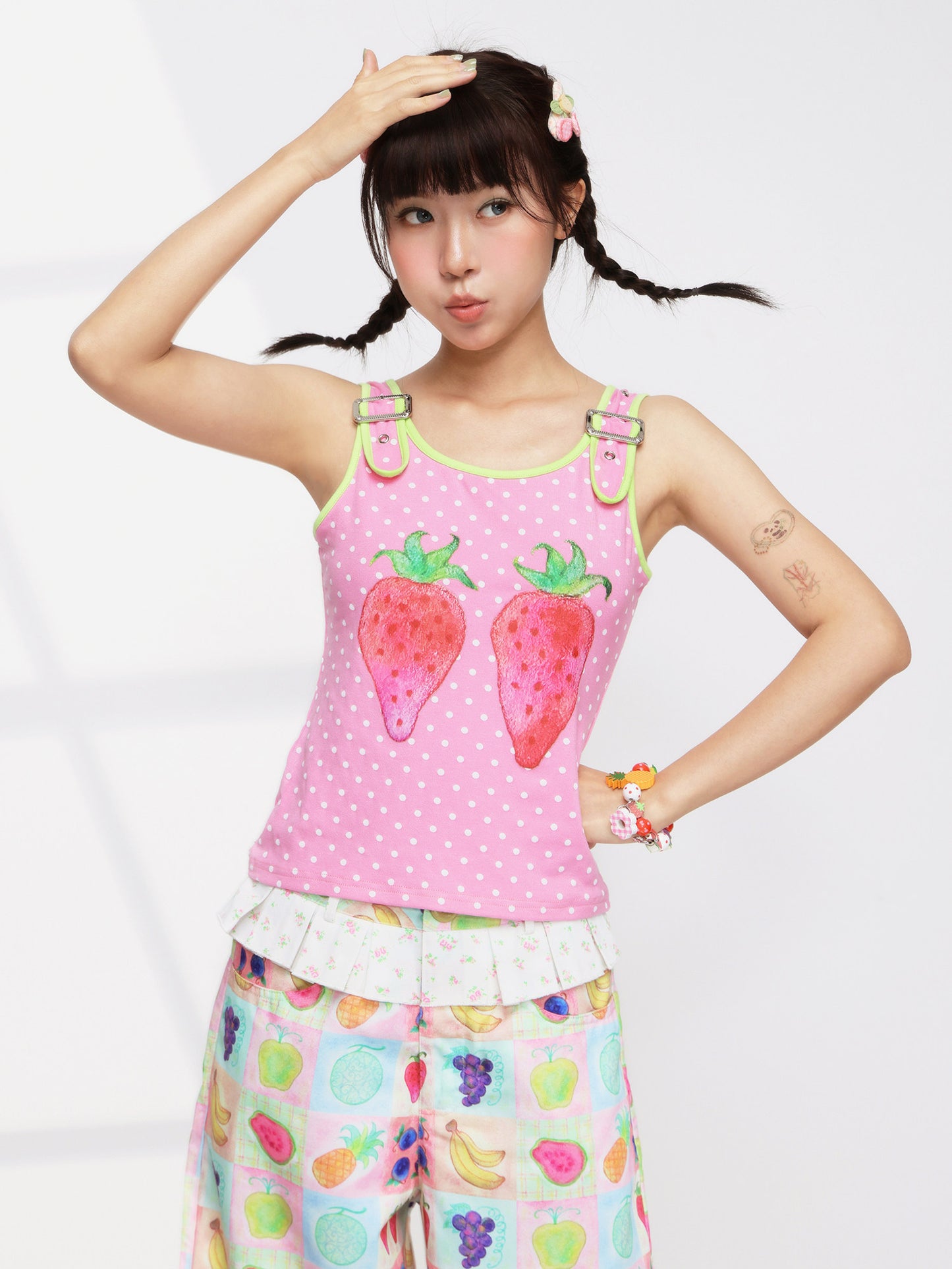 Harajuku Strawberry Polka Cami Top