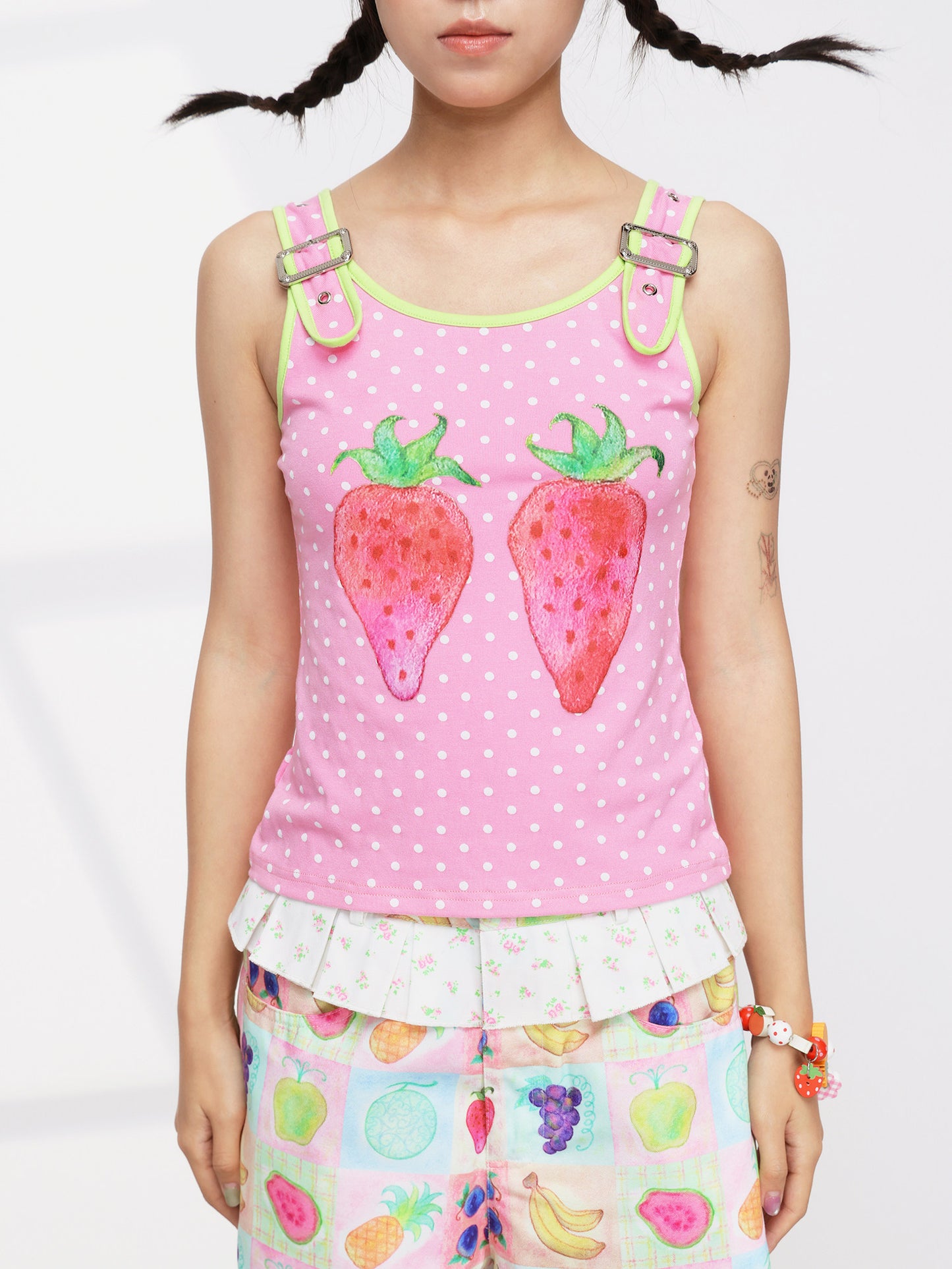 Harajuku Strawberry Polka Cami Top