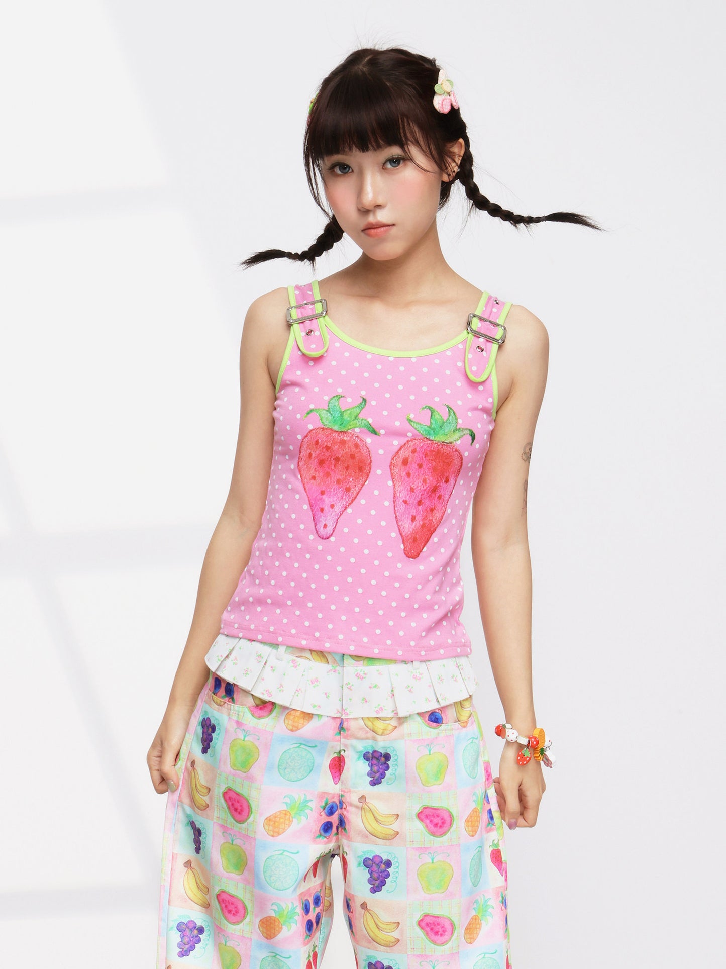 Harajuku Strawberry Polka Cami Top