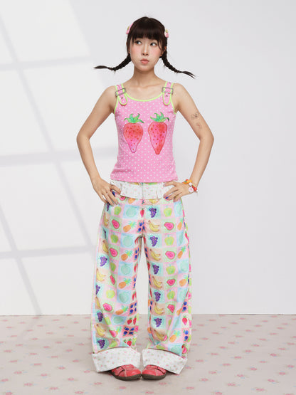 Harajuku Strawberry Polka Cami Top