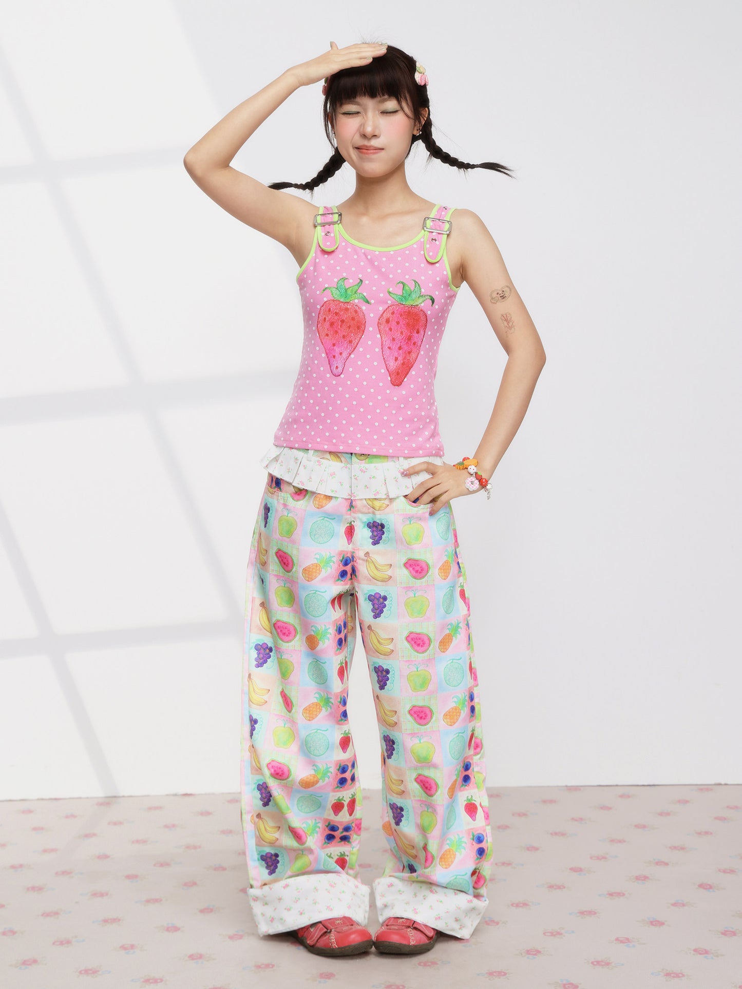 Harajuku Strawberry Polka Cami Top
