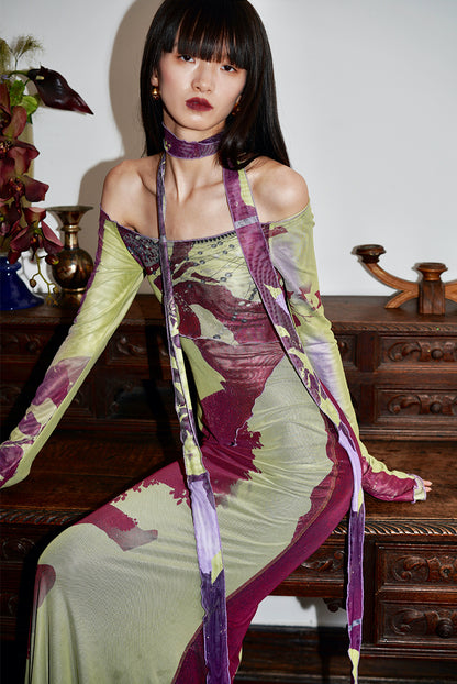 floral mesh maxi dress Fairy Floral Mesh Maxi Dress