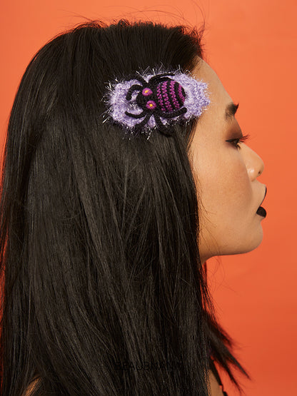 Kawaii Lavender Spider Hand Knitted Hair Clip