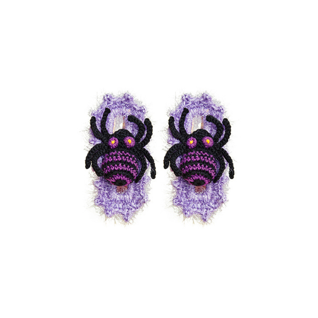 Kawaii Lavender Spider Hand Knitted Hair Clip