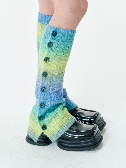 Button Gradient Knit Leg Warmers