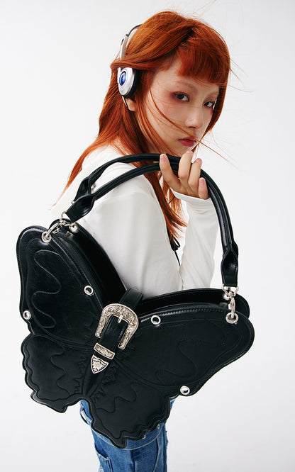 Grunge Butterfly Structured Vegan Leather Bag