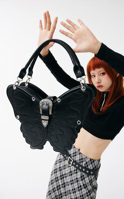 Grunge Butterfly Structured Vegan Leather Bag