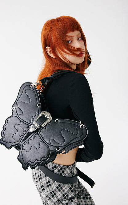 Grunge Butterfly Structured Vegan Leather Bag