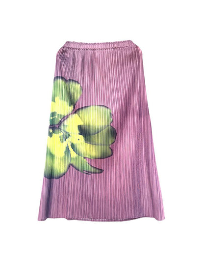 Clover Print Plum Pleated Tank Top