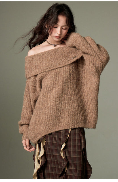 Acubi Foldover Neck Knitted Sweater