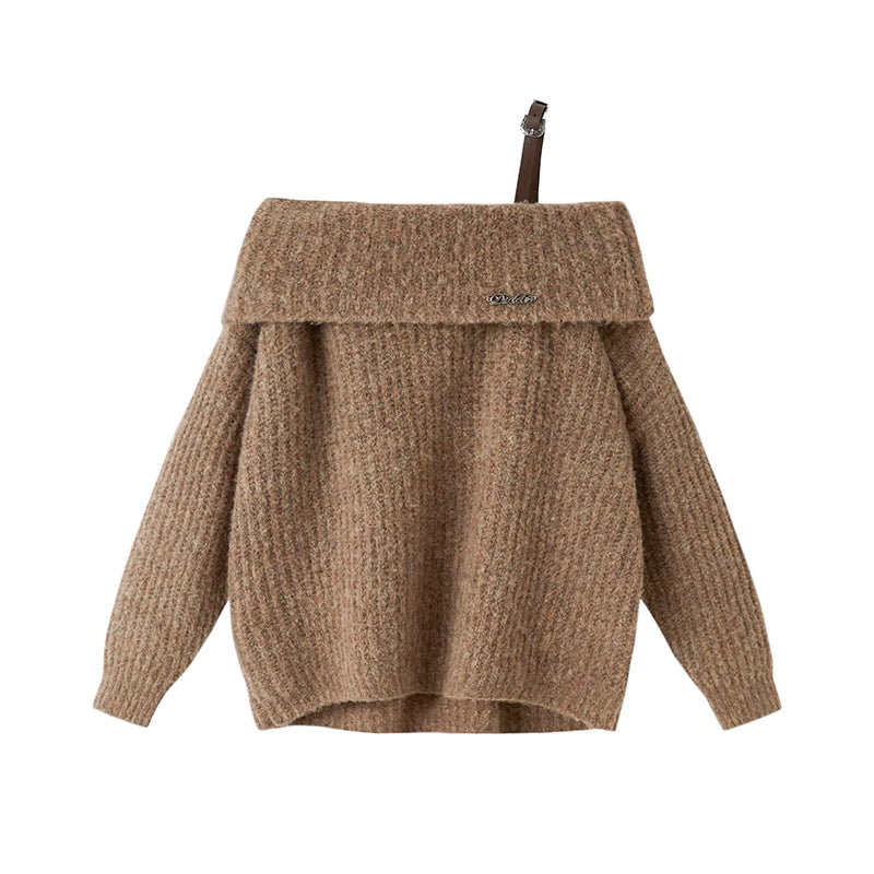 Acubi Foldover Neck Knitted Sweater