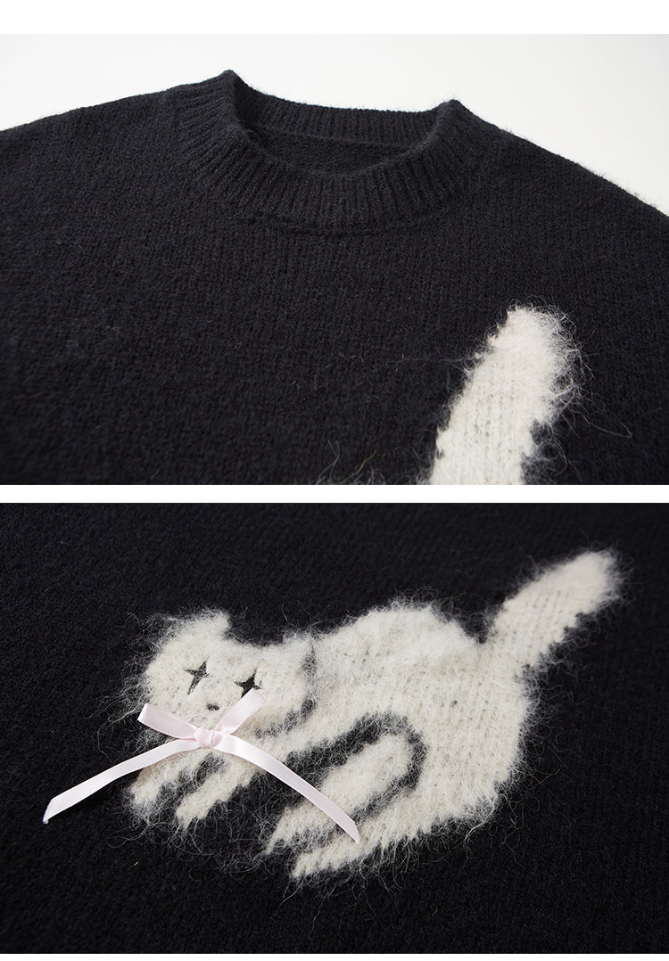 Fuzzy Kitty Cat Knit Sweater