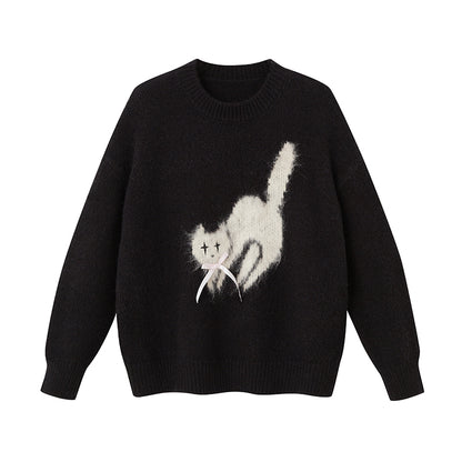 Fuzzy Kitty Cat Knit Sweater