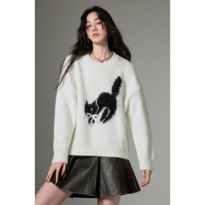 Fuzzy Kitty Cat Knit Sweater