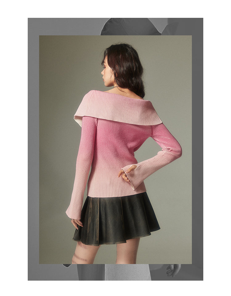 Pink Bow Shadow Zip-Up Sweater