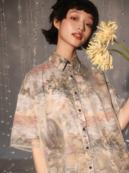 Foggy Garden Mesh Shirt