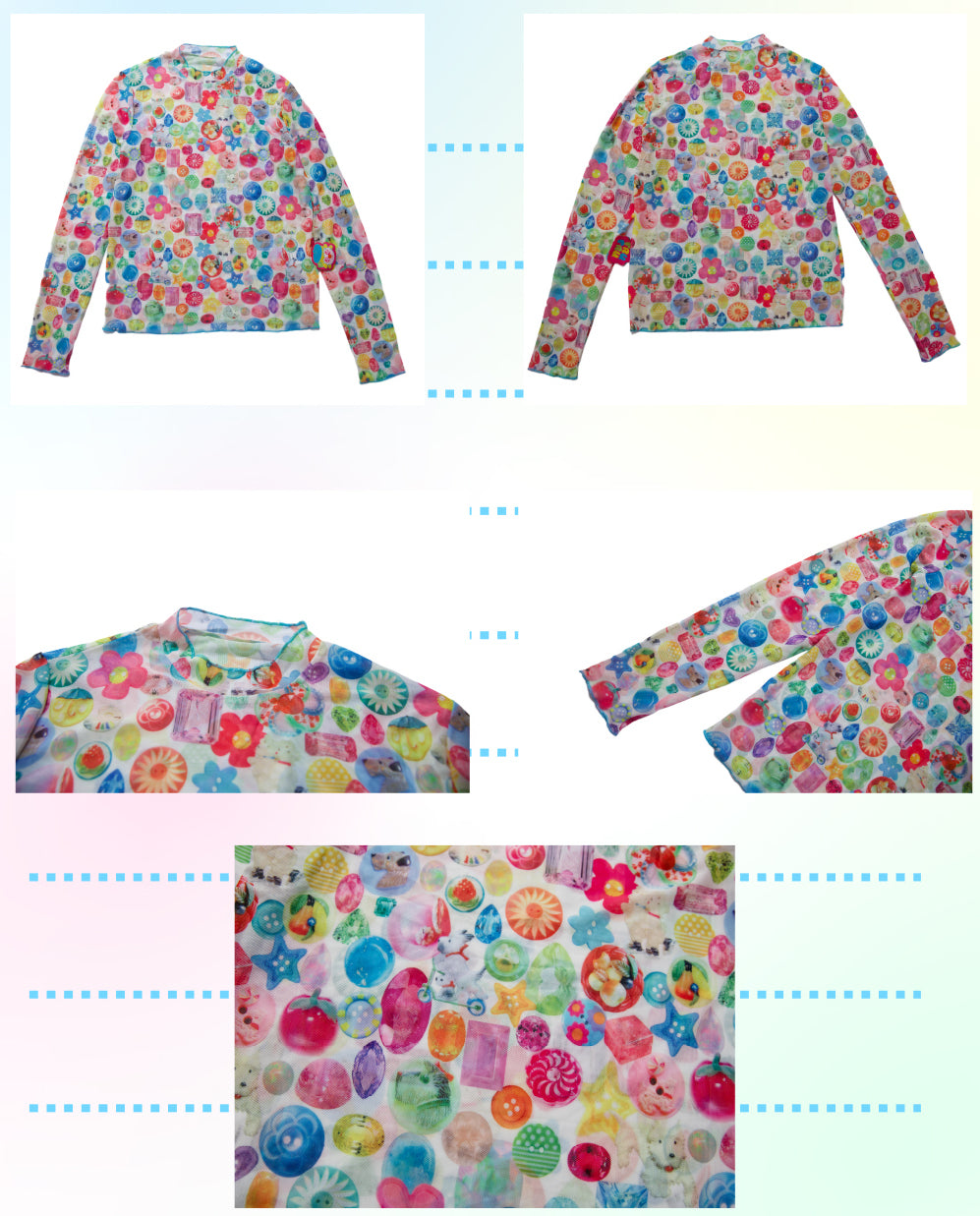 Kawaii Shojo Button Mesh Shirt