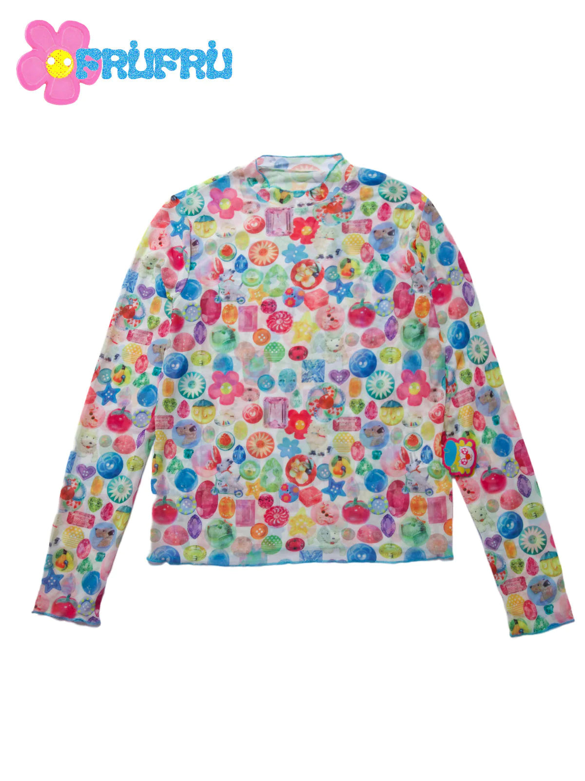 Kawaii Shojo Button Mesh Shirt