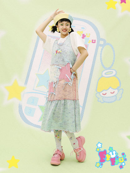 Kawaii Star Applique Knit Tank Dress