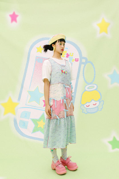 Kawaii Star Applique Knit Tank Dress