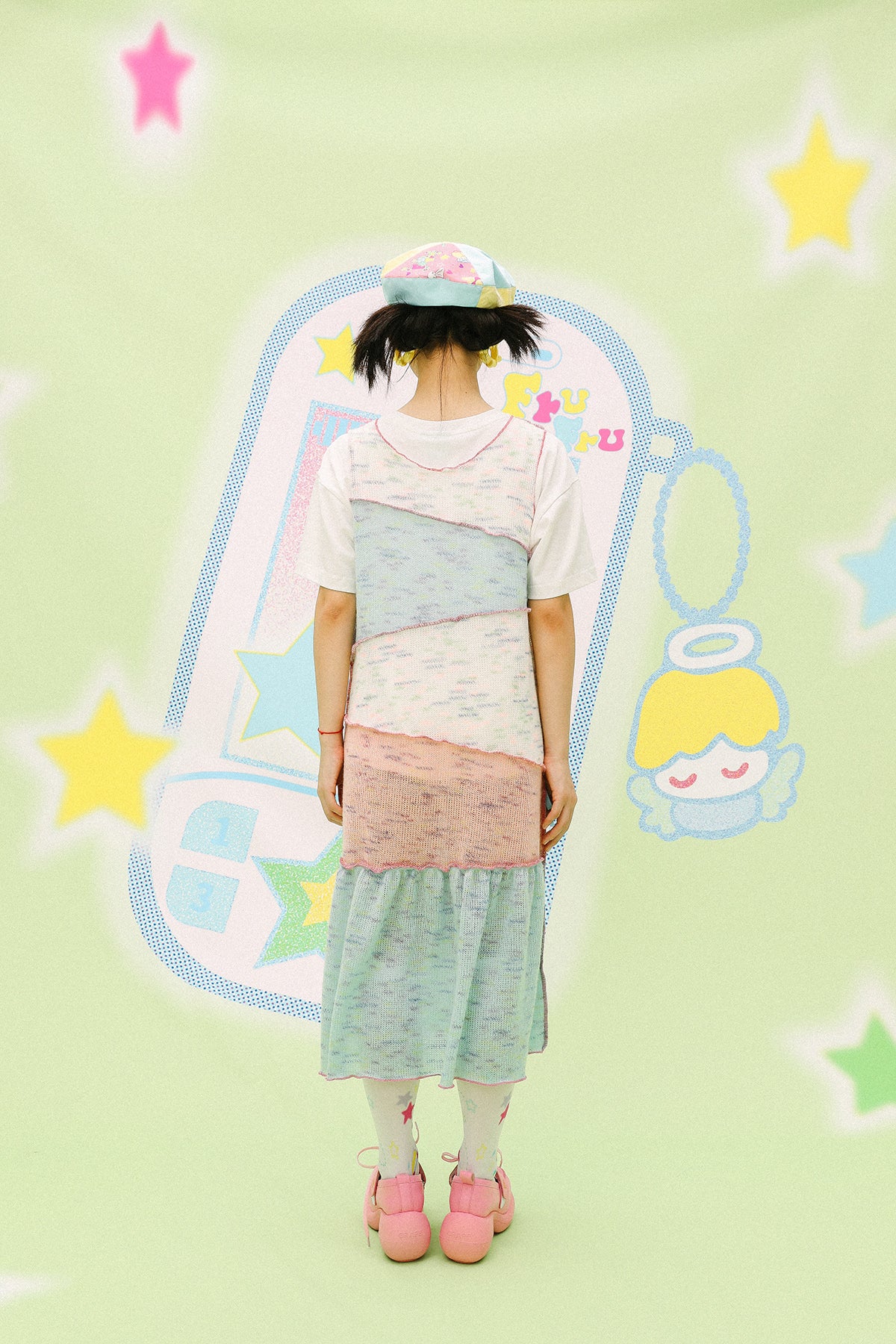 Kawaii Star Applique Knit Tank Dress