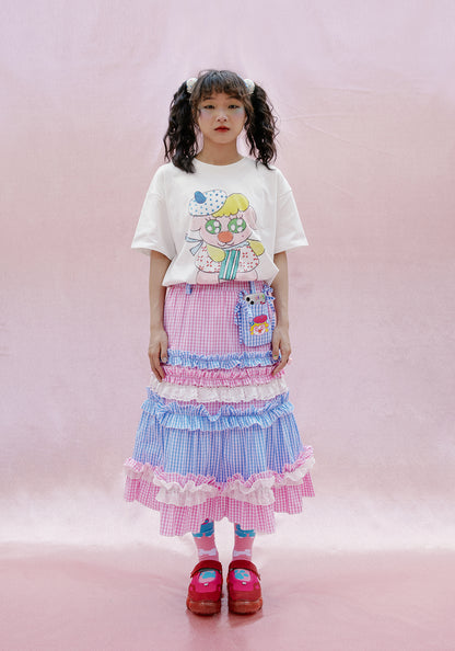 Pink and Blue Kawaii Layered Cake Skirt