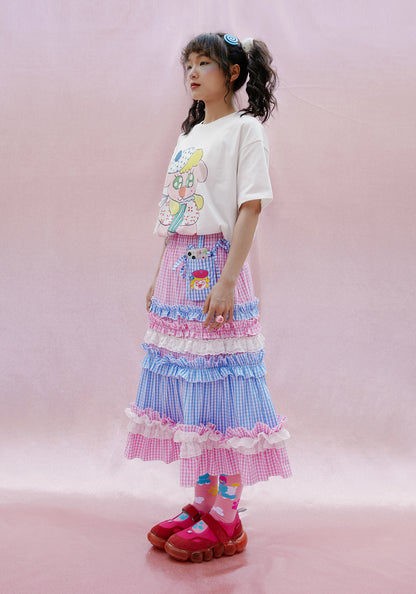 Pink and Blue Kawaii Layered Cake Skirt