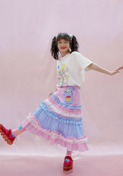 Pink and Blue Kawaii Layered Cake Skirt