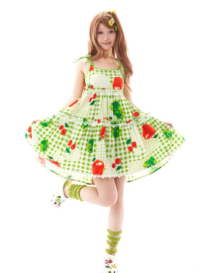 Cherry Grapes Plaid Dress