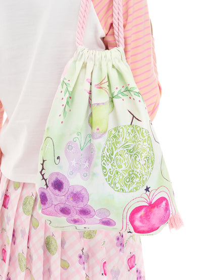 Grape Melon Reversible Drawstring Bag