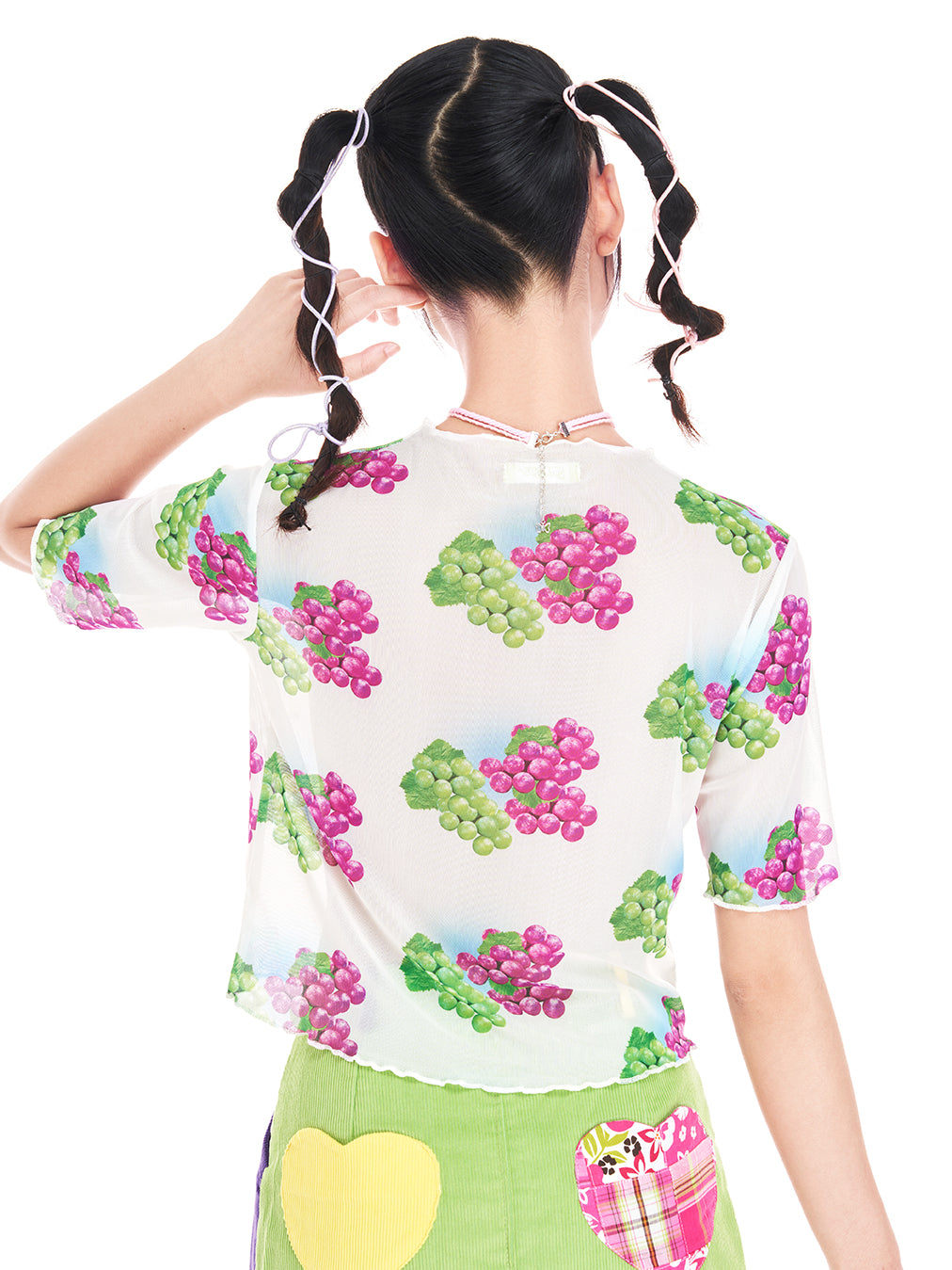 Grapes Fruit Mesh Short-Sleeve Top